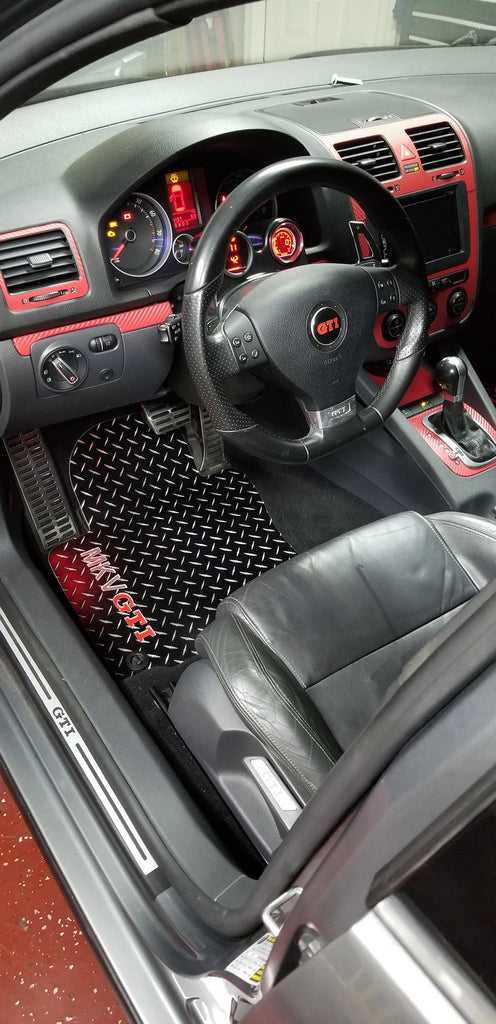 Volkswagen Golf, GTI  Jetta, GLI  (MK5) 05-09 BLACK Metal diamond tread plate floor mats.