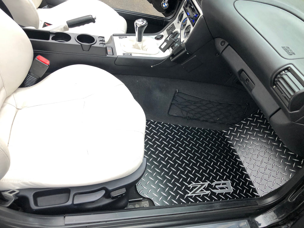 BMW Z3M Z3 Roadster & Coupe  95-03  Black  diamond plate aluminum  floor mats.