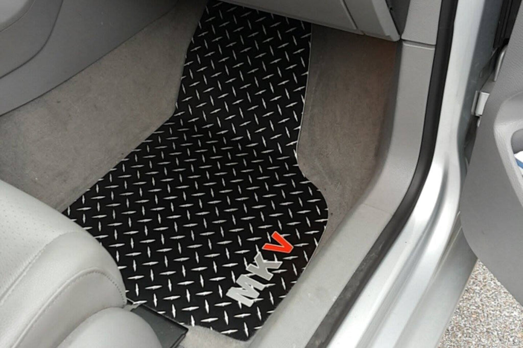 VW Golf GTI  (MK5) 05-09 BLACK Metal diamond tread plate floor mats Front set