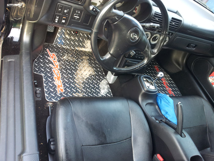 Toyota MR2 Spyder 99-07   Polished diamond plate aluminum floor mats