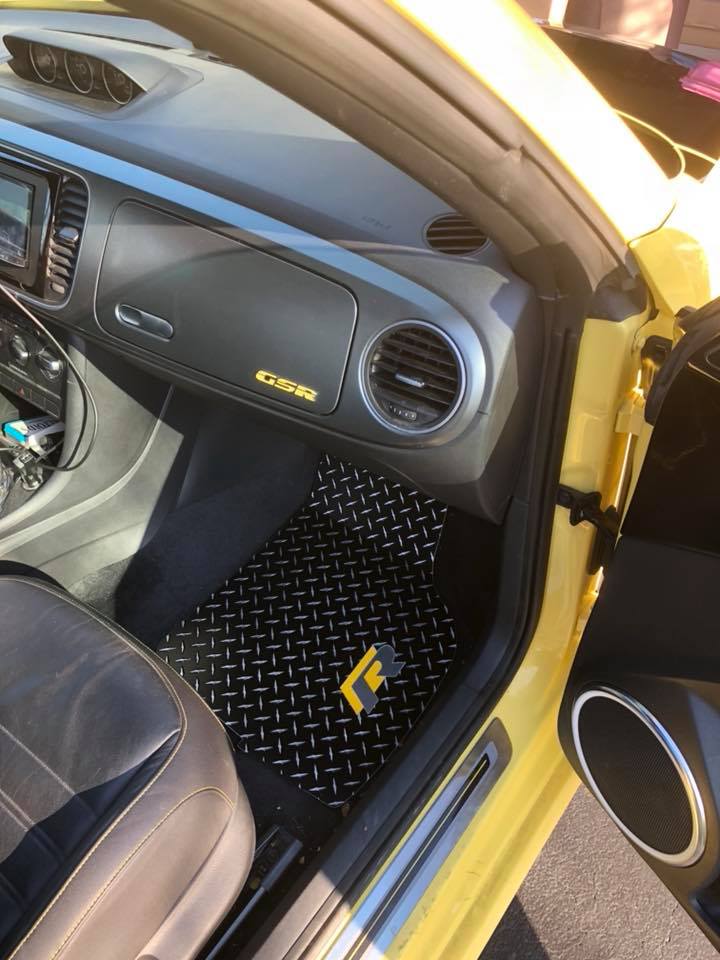 Volkswagen Beetle R  11-19  BLACK Metal diamond tread plate floor mats.