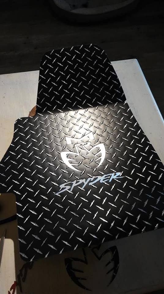 Toyota MR2 Spyder graphics  99-07  Black metal diamond plate aluminum floor mats