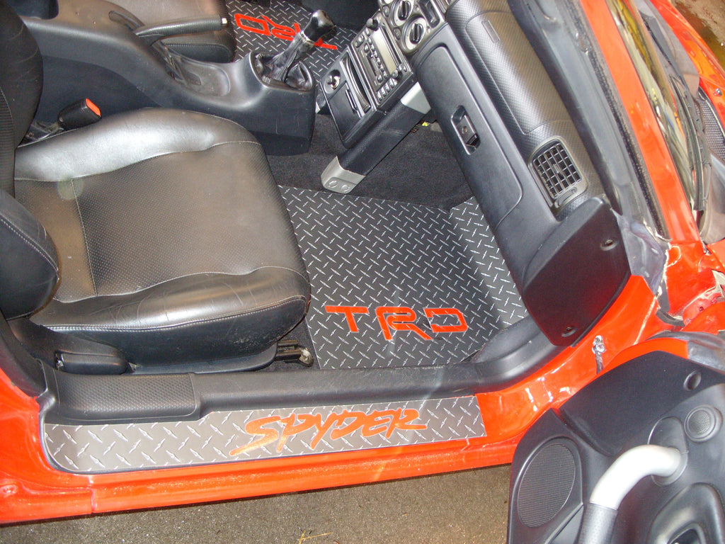 Toyota MR2 Spyder 99-07  Black metal diamond plate aluminum floor mats