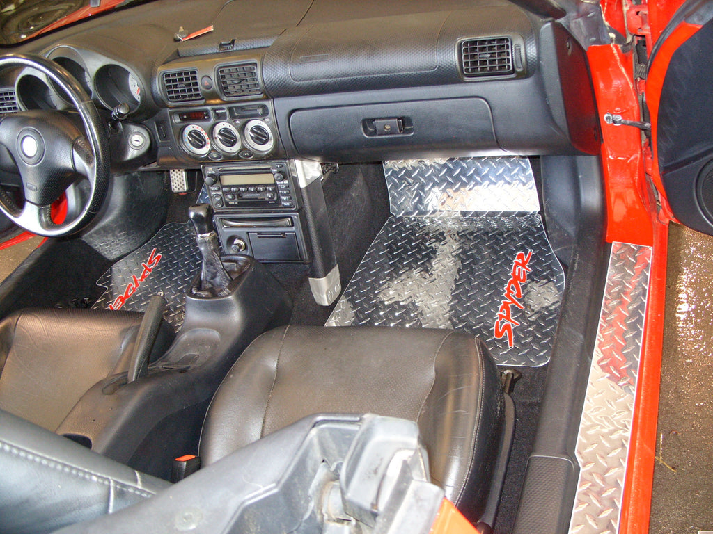 Toyota MR2 Spyder 99-07   Polished diamond plate aluminum floor mats