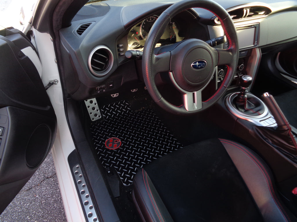 Toyota GT 86 Scion FR-S  86 12-20  Aluminum floor mats.  Black powder coated metal treads