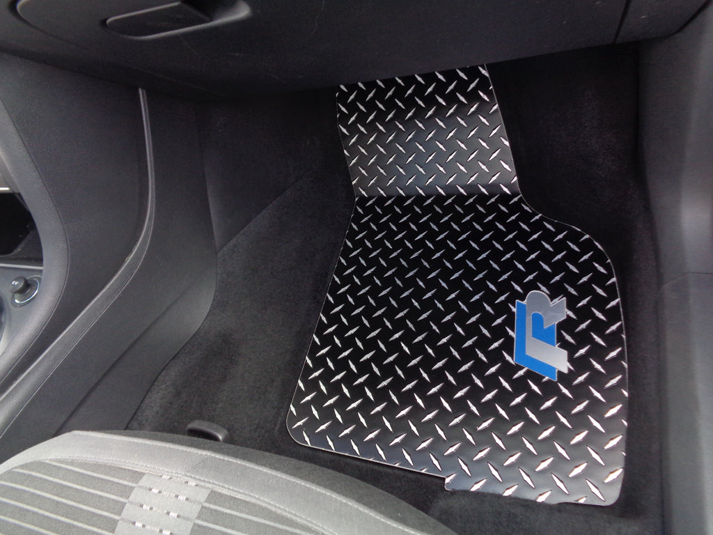 Volkswagen Beetle R  11-19  BLACK Metal diamond tread plate floor mats.