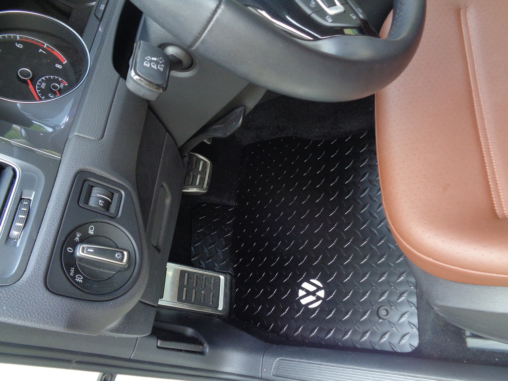 Volkswagen Golf, GTI, Alltrack M7  14-20  BLACK Metal diamond tread plate floor mats.