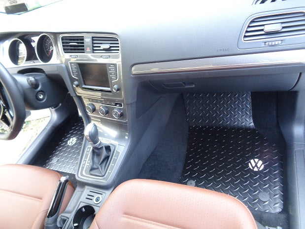 Volkswagen Golf, GTI, Alltrack M7  14-20  BLACK Metal diamond tread plate floor mats.