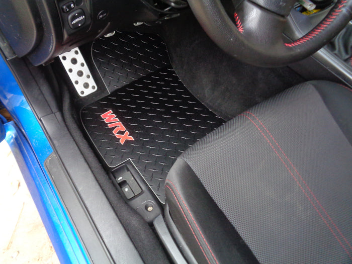 Subaru Impreza WRX 08-14  Black METAL diamond floor mats front rear