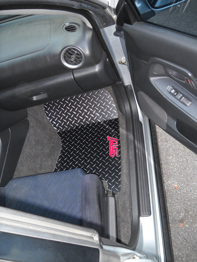 Subaru STI 02-07 Black Metal diamond aluminum floor mats  real diamond tread plate