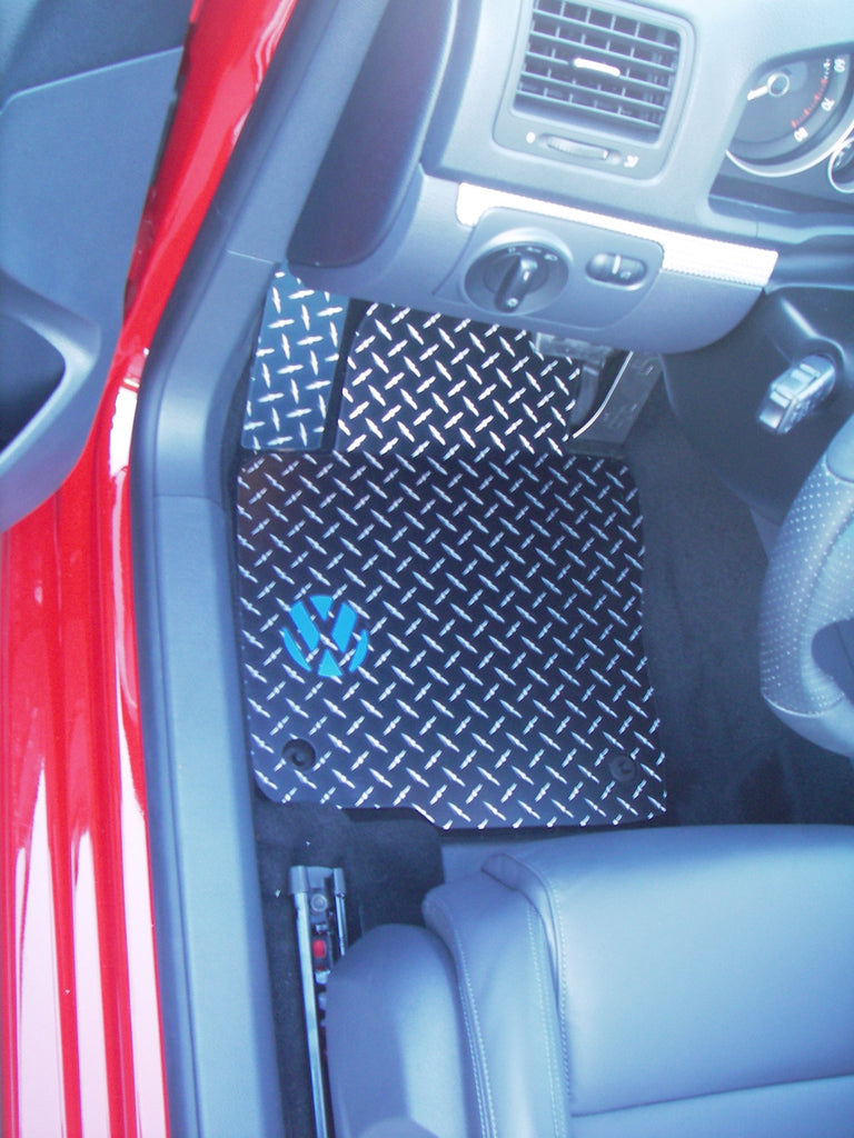 VW Golf GTI  (MK5) 05-09 BLACK Metal diamond tread plate floor mats Front set