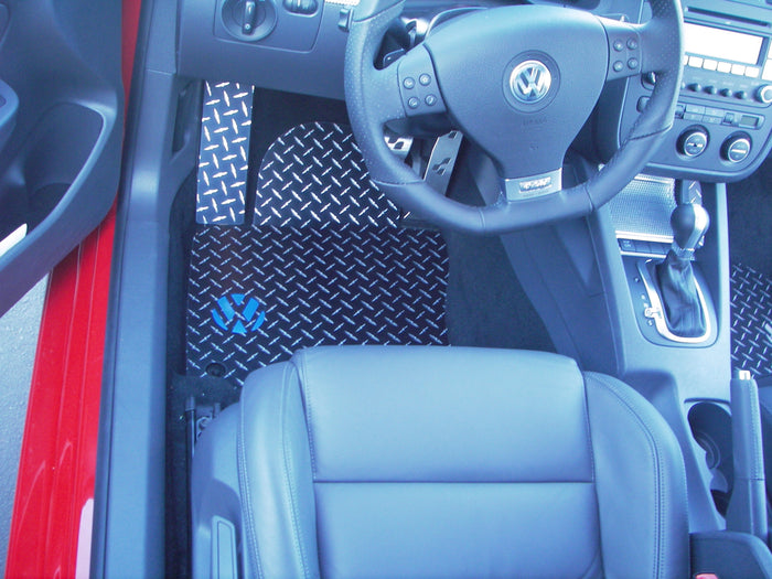VW Golf GTI  (MK5) 05-09 BLACK Metal diamond tread plate floor mats Front set