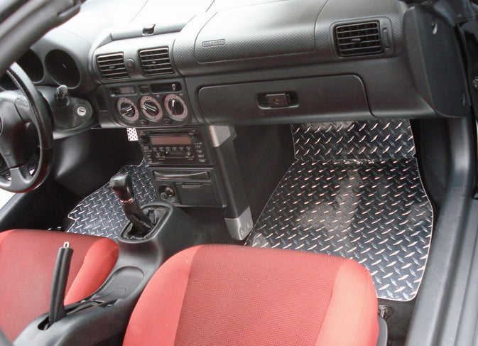 Toyota MR2 Spyder 99-07  Polished diamond plate aluminum floor mats