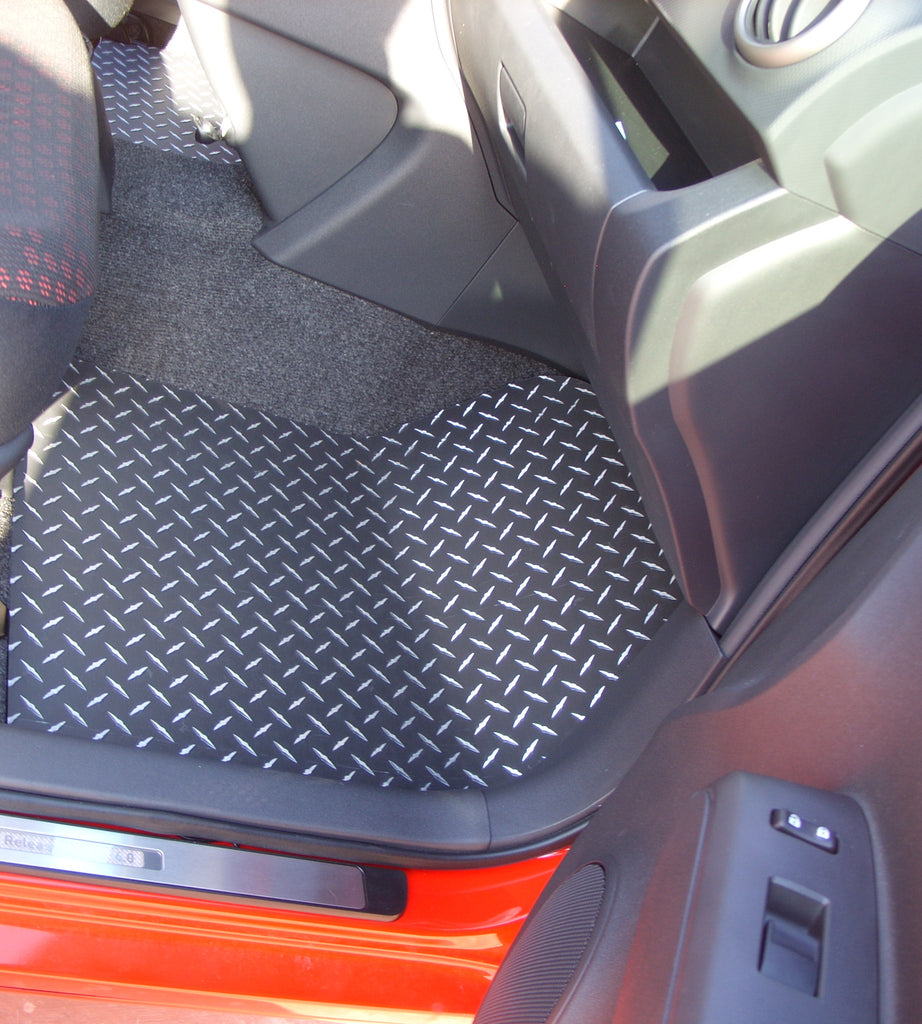 Scion xB 08-16 Black METAL diamond floor mats front rear set